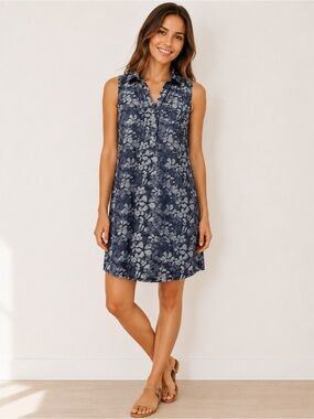 The Limited Ashton Sleeveless Shirt Dress Floral Print XS